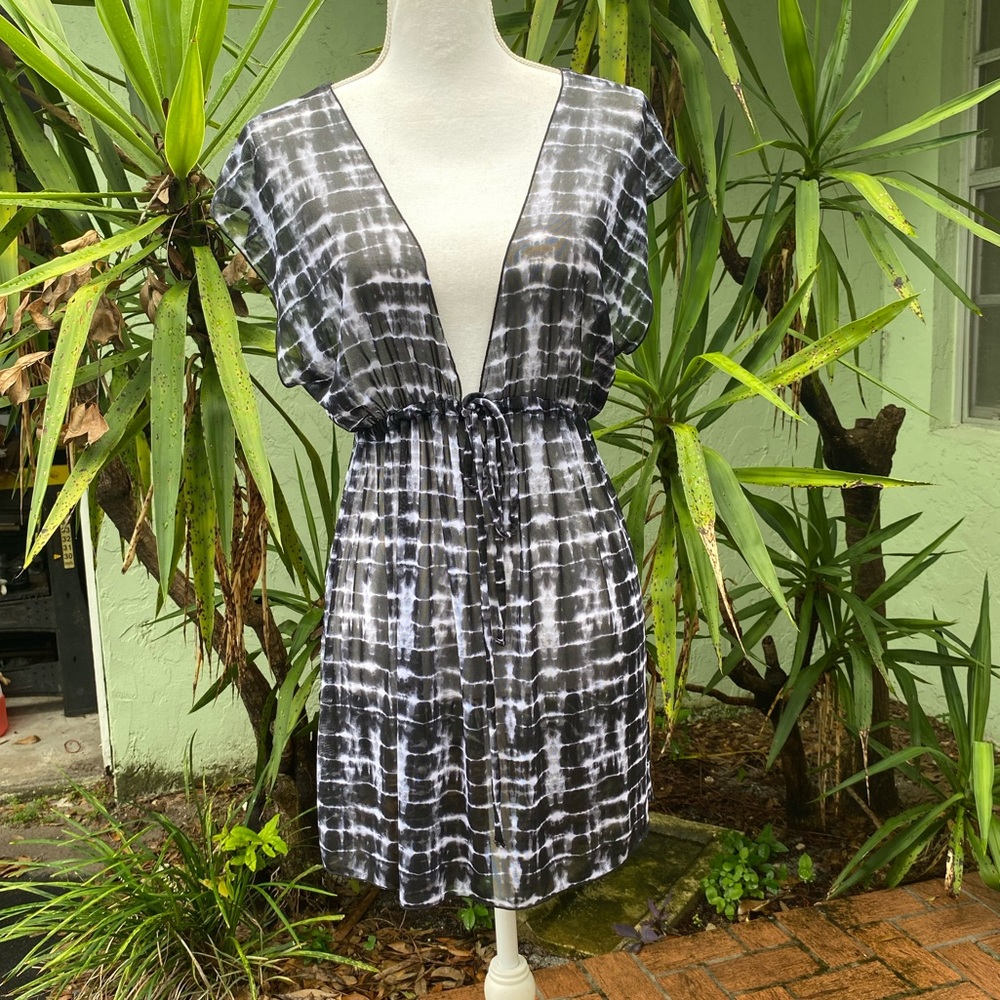 OP Sheer Swim Black and White Cover Up